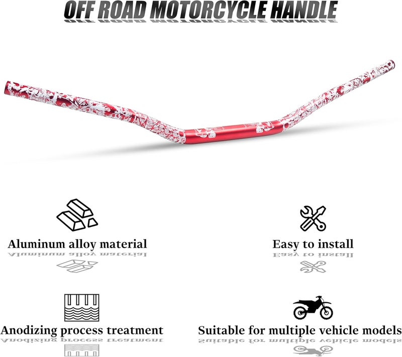 JXPANG Universal 28mm 1/1/8" Handle Bar For CRF KLX KX LTR TRX SX SXF EXC XCW Motocross Pit Dirt Bike Scooter ATV Quad Bike Grizzly Hawk 250 Bicycles (Red) - Image 4